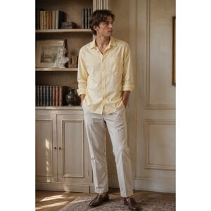 Scotch & Soda Mens Long Sleeve Button Down Shirt Pale Yellow Cotton XL Preppy